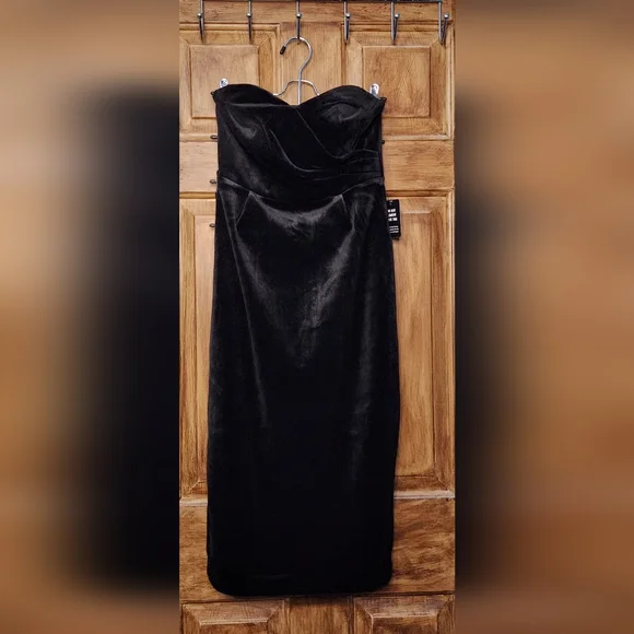 ✨️Final Price✨️NWT sz Xs Express Black Velvet Midi Cocktail Dress - Picture 2 of 8